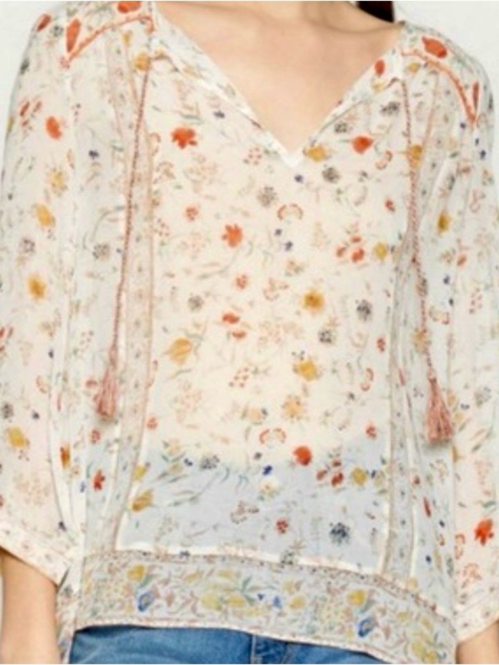 Joie Peasant Blouse - Cream Multi